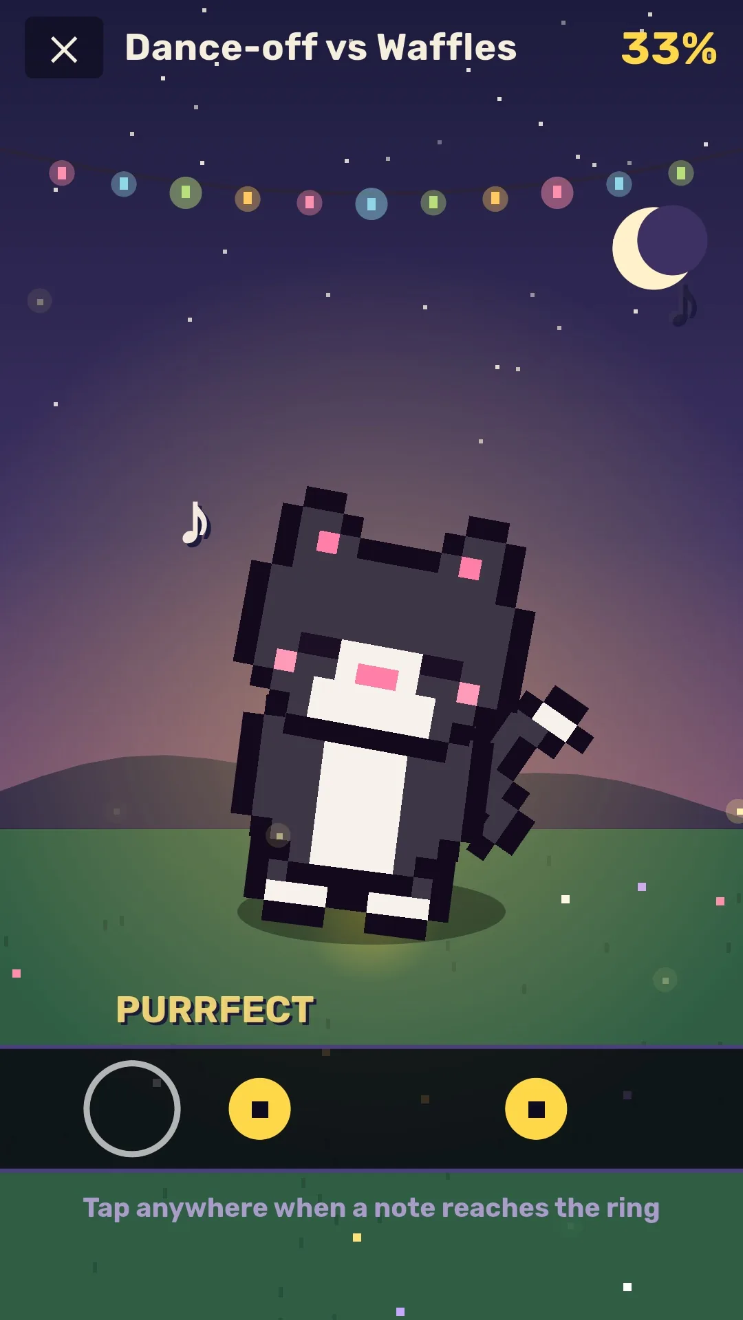 A Dance CATharsis dance-off: a stray cat dances to its own loop while the player taps along to win it over.