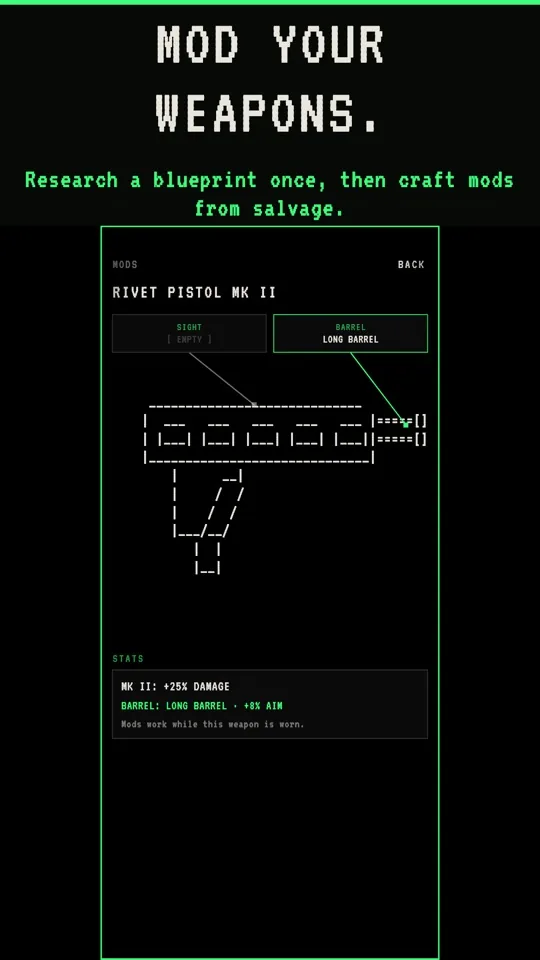 A weapon with its mod slots.