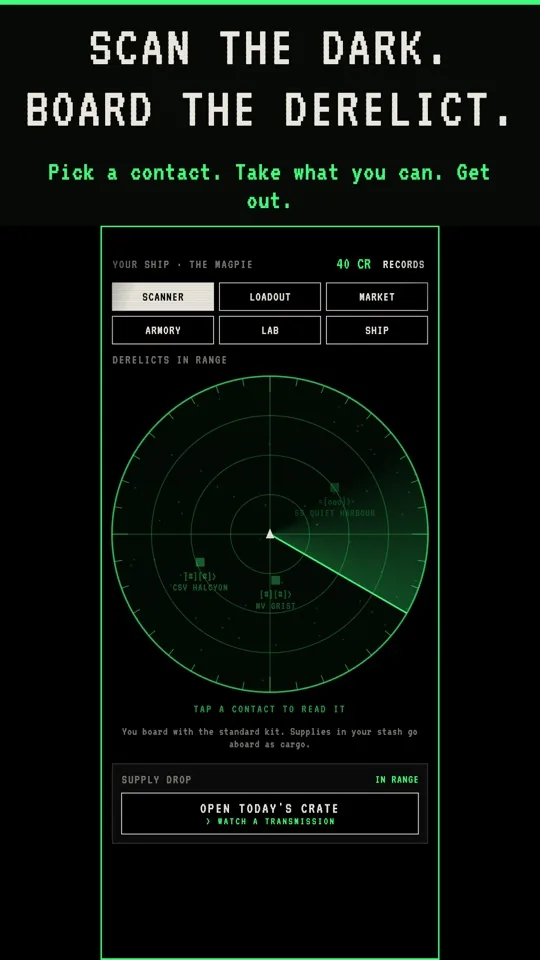 The ship scanner with derelicts around you.